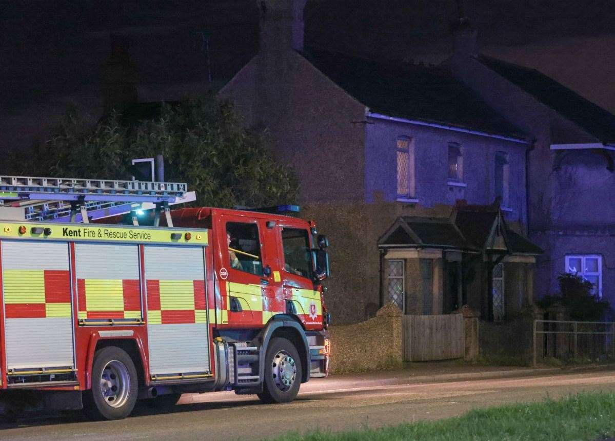Fire engine outside house in London Road, Swanley. Picture: UKNIP