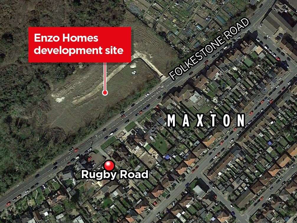 The development site by Enzo Homes off Folkestone Road in Maxton, Dover