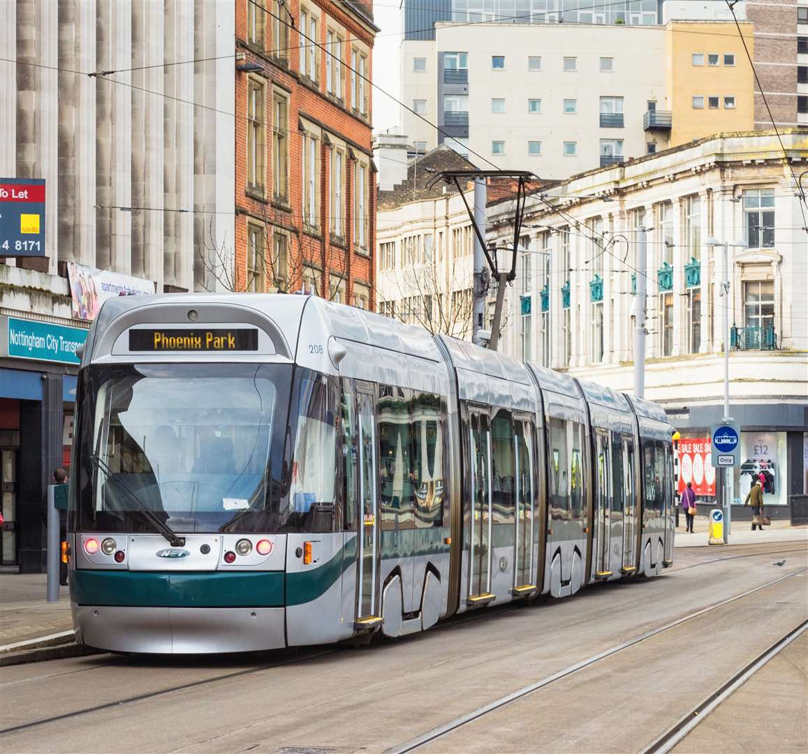 A tram system in Nottingham