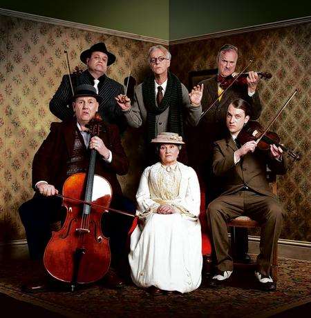 Michelle Dotrice with the cast of The Ladykillers