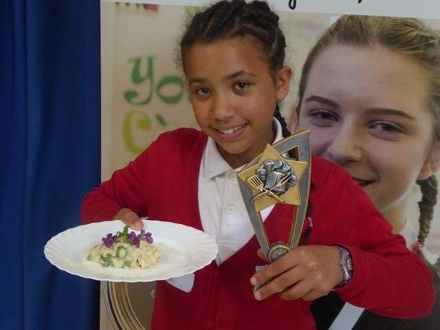 Morgane Argivier from Milstead and Frinsted Primary won the Young Cooks taster challenge with her Kentish spring garden risotto (10188815)