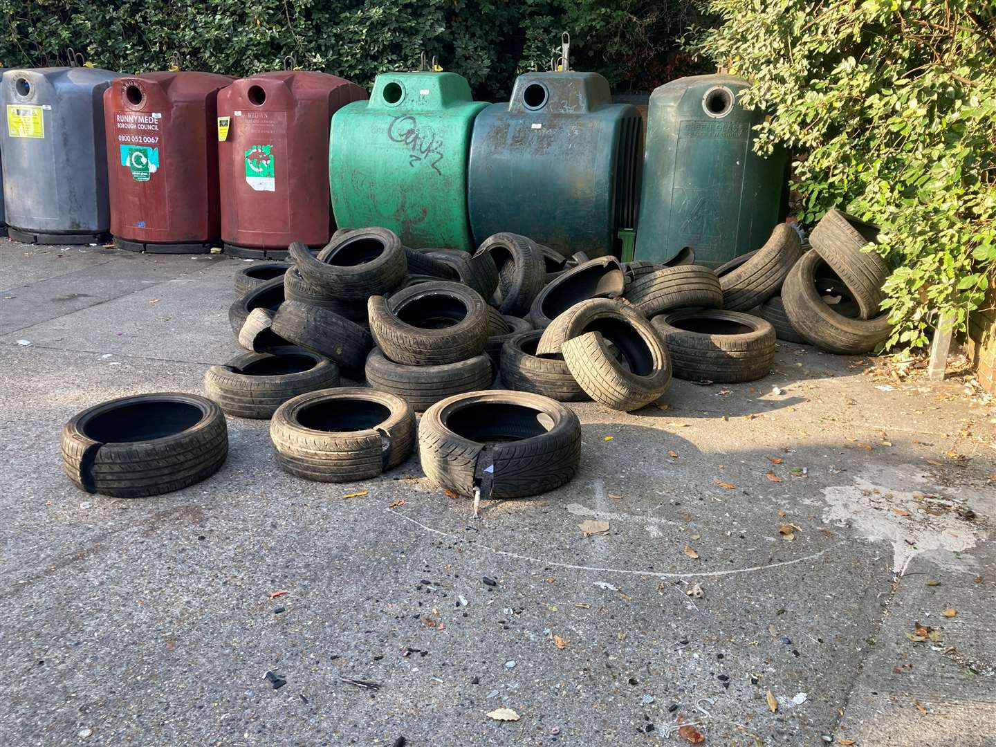 Tyres are some of the items which have been dumped at the recycling points. Picture: Gravesham Borough Council