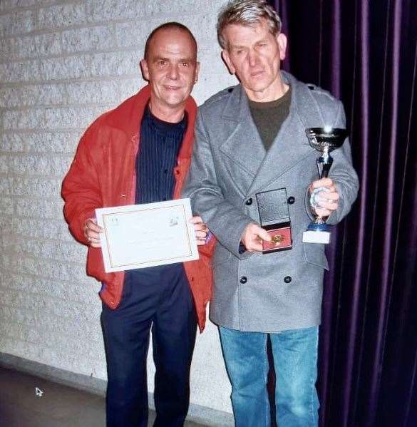 Brian Carless (left) and Kevin Richards (right) travelled across the world together to compete in motorbike races. Picture: Louise Carless