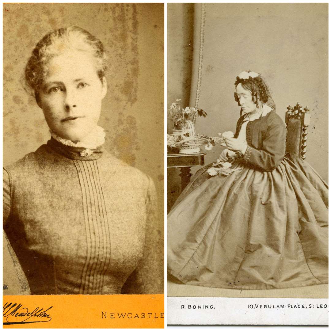 Calling cards of female horticulturalists Sarah Backhouse, left, and Anne Pratt, right (RHS Lindley Collections/PA)