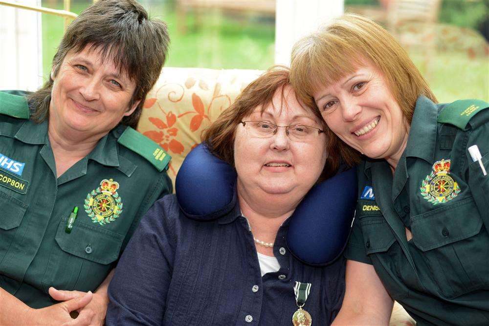 Lynn Halbert, centre with colleagues Anne Copson and Denise Collett.