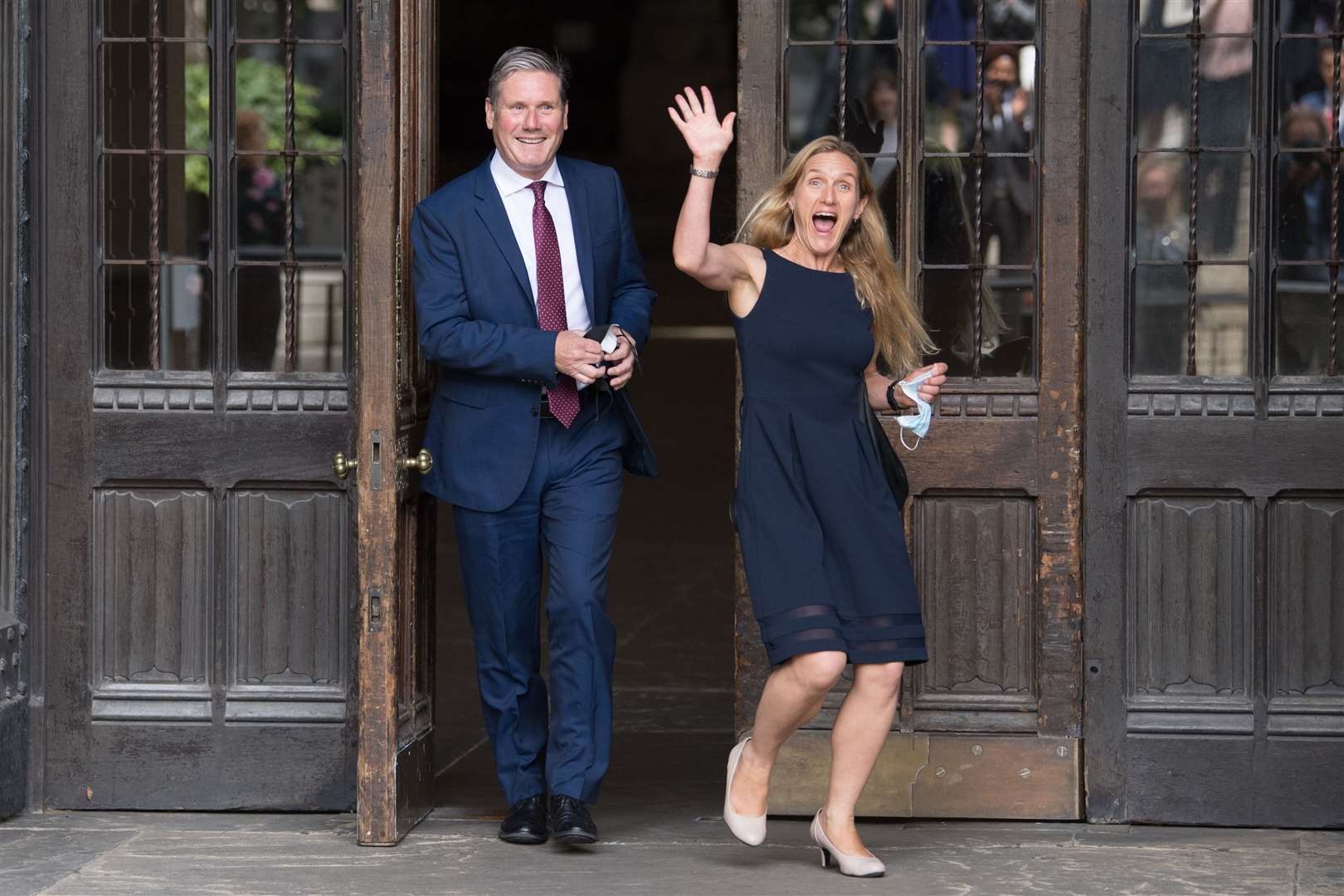 Newly elected Labour MP for Batley and Spen Kim Leadbeater is welcomed to the House of Commons by party leader Sir Keir Starmer (Stefan Rousseau/PA)