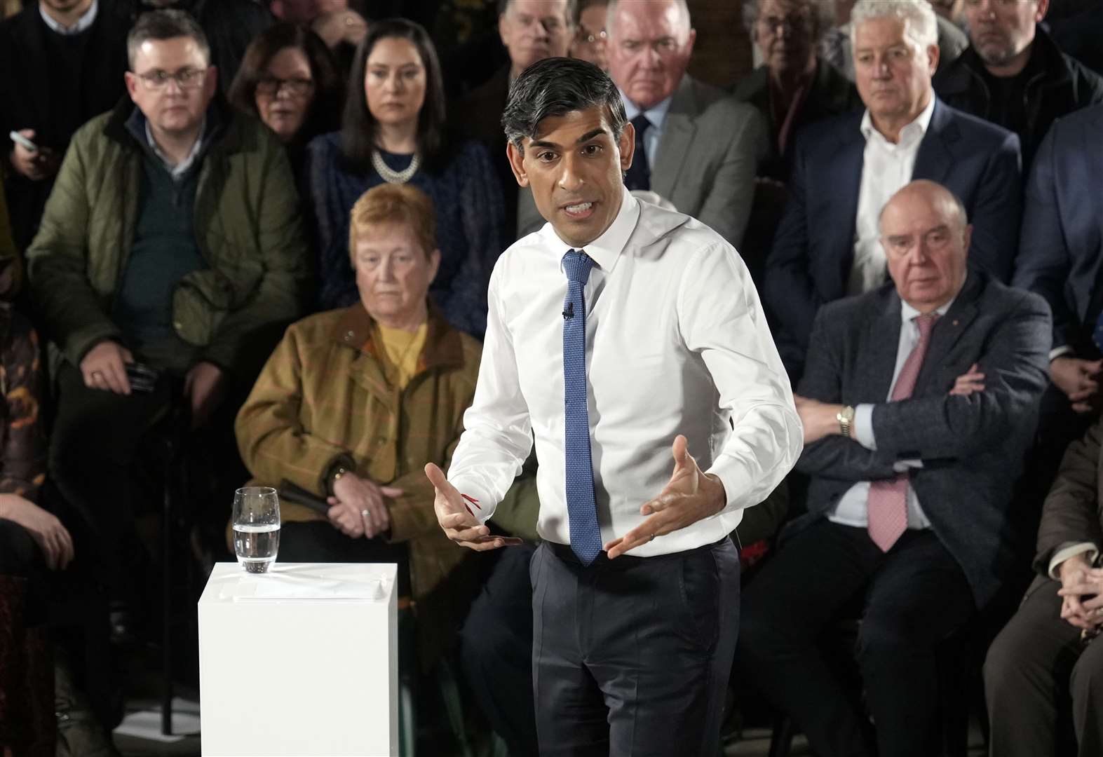 Prime Minister Rishi Sunak hosts a PM Connect event in Accrington, Lancashire (Christopher Furlong/PA)