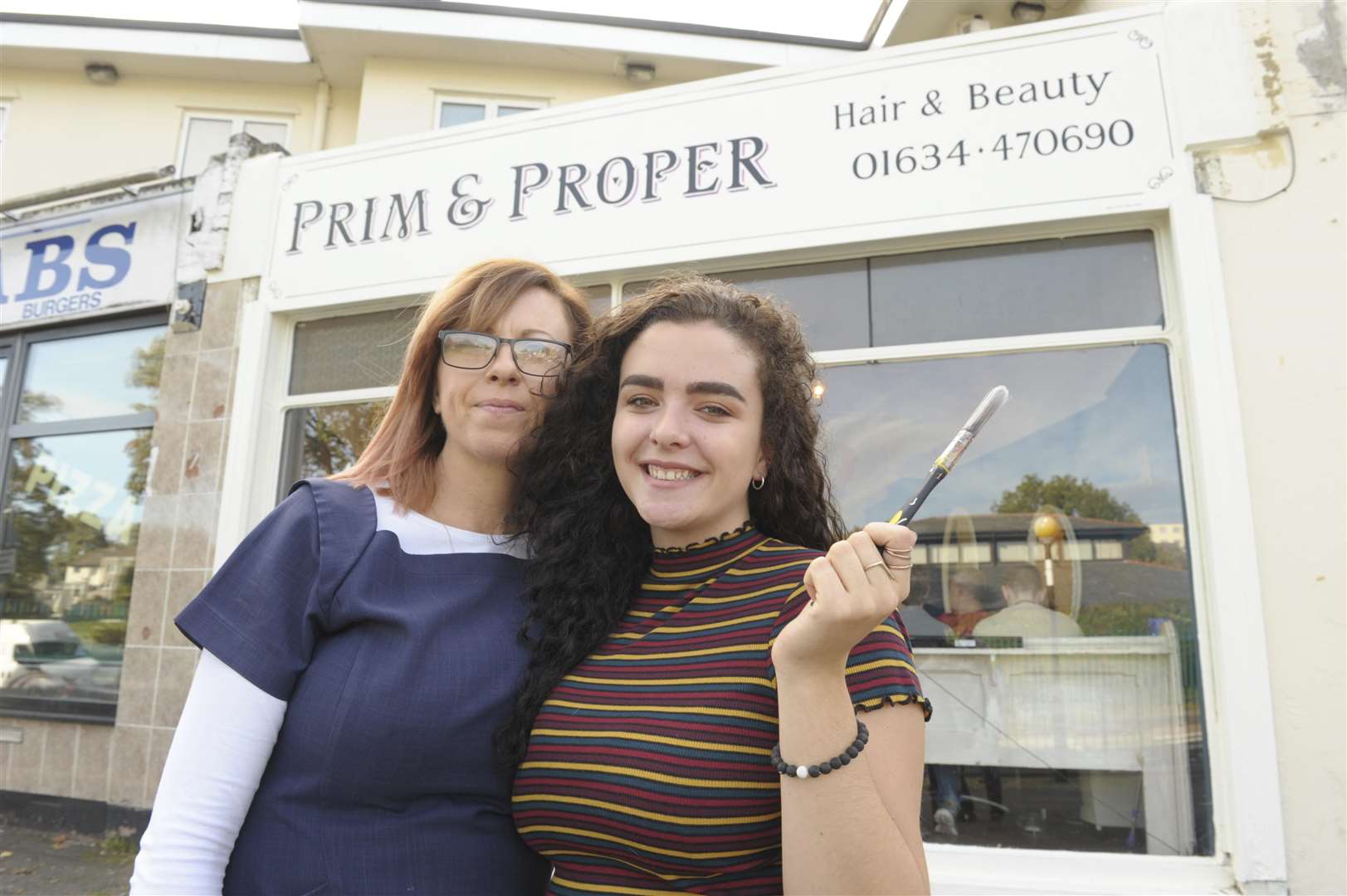 Prim and Proper Salon, Darnley Road, Strood..Tasha Collins has decorated the salon. .R-L: Tasha and Penny (owner)..Picture: Steve Crispe. (4770680)