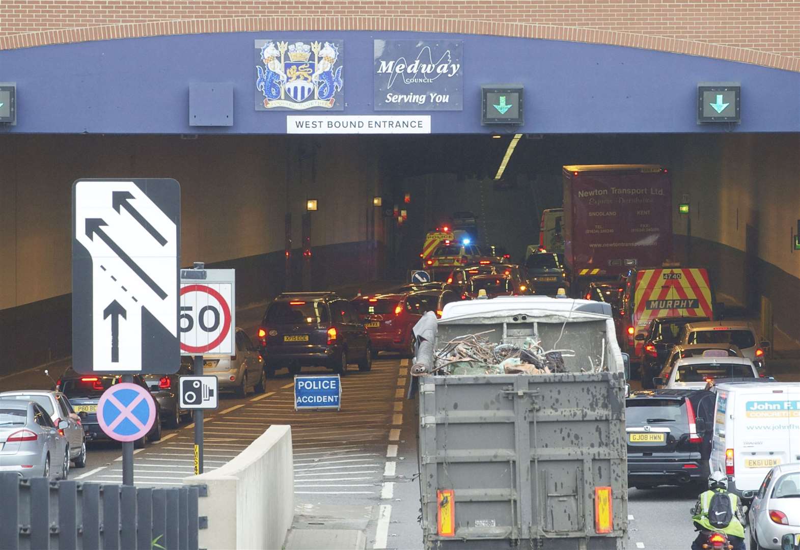 Delays after crash in Medway Tunnel on Strood bound carriageway