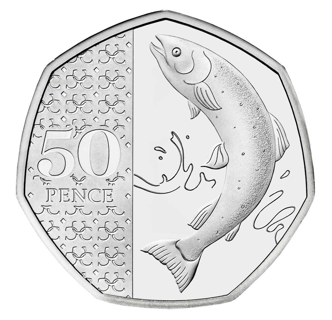 The Atlantic Salmon 50p coin released in late 2023 has been crowned the rarest 50p coin in circulation. Image: The Royal Mint.