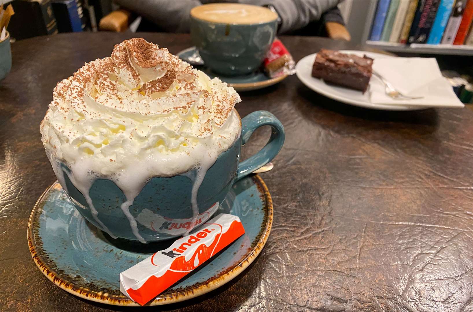 The Kinder Bueno hot chocolate and Biscoff latte were perfect for a cold day. Picture: Sam Lawrie