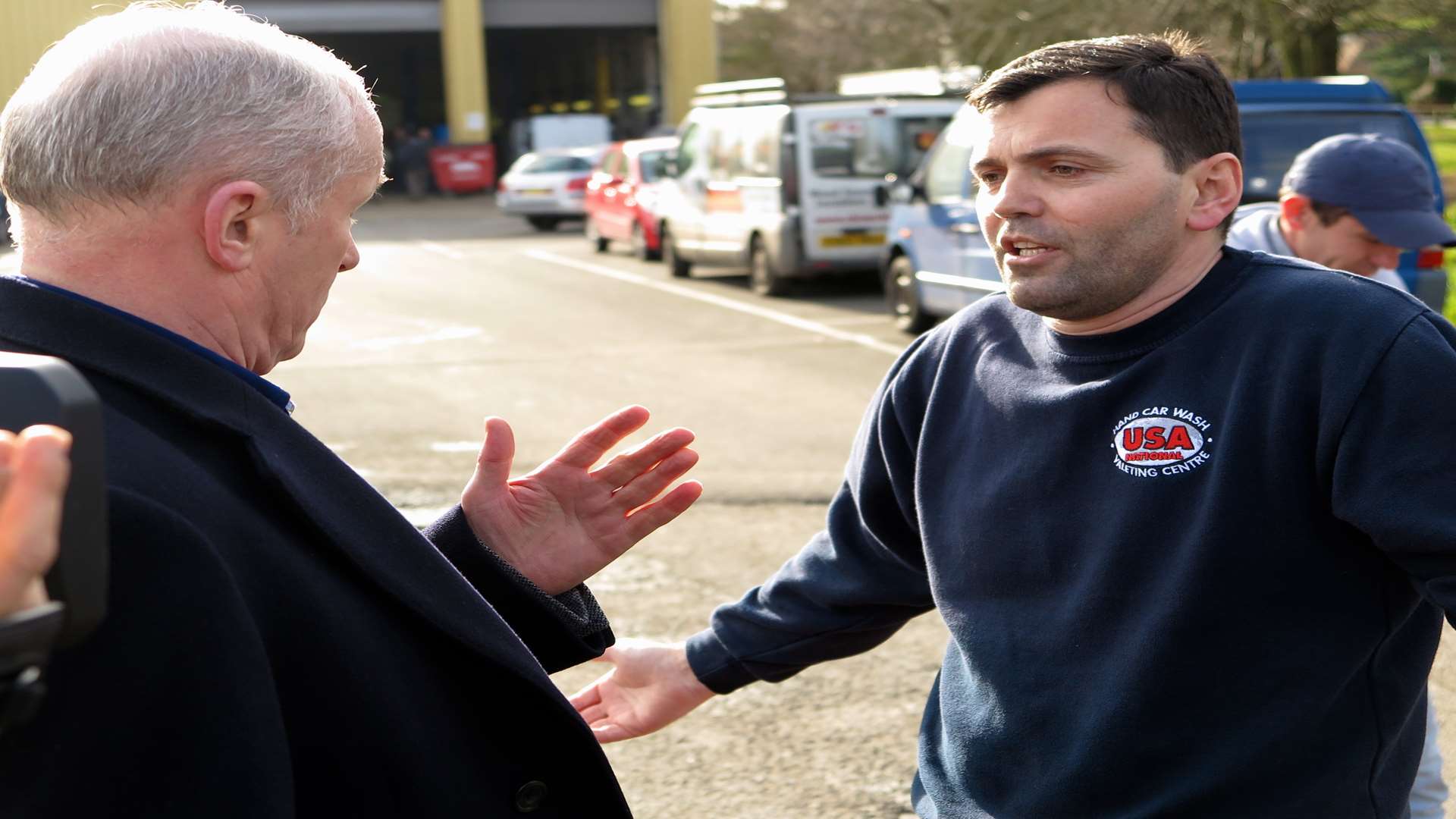 All-Jazeera reporter David Harrison confronts USA Car Wash boss Avion Elezi. Picture: Al-Jazeera