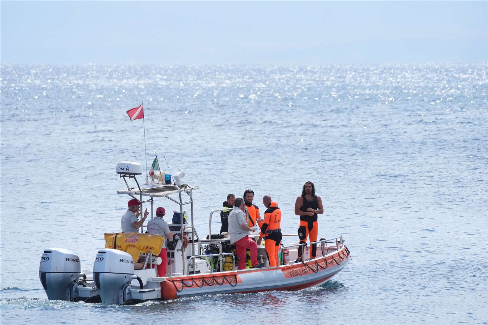 Italian emergency services headed out to sea towards the area off the Sicilian coast, where the search continues (Jonathan Brady/PA)