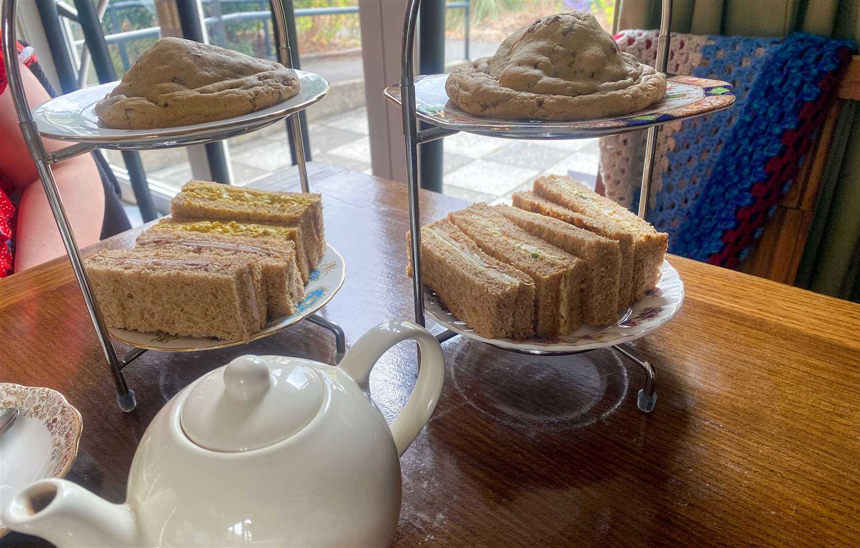The 'short stack' afternoon tea came with four finger sandwiches, a huge cake and unlimited hot drinks