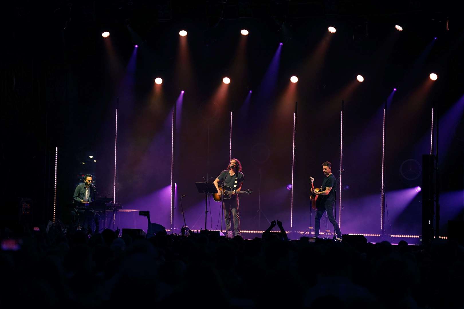 Snow Patrol performing at Bangor Marina to celebrate frontman Gary Lightbody being awarded the Freedom of the Borough of Ards and North Down (Niall Carson/PA)