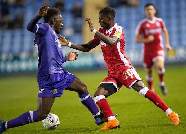 Mikael Ndjoli up against Shrewsbury's Aaron Pierre Picture: Ady Kerry (19948197)