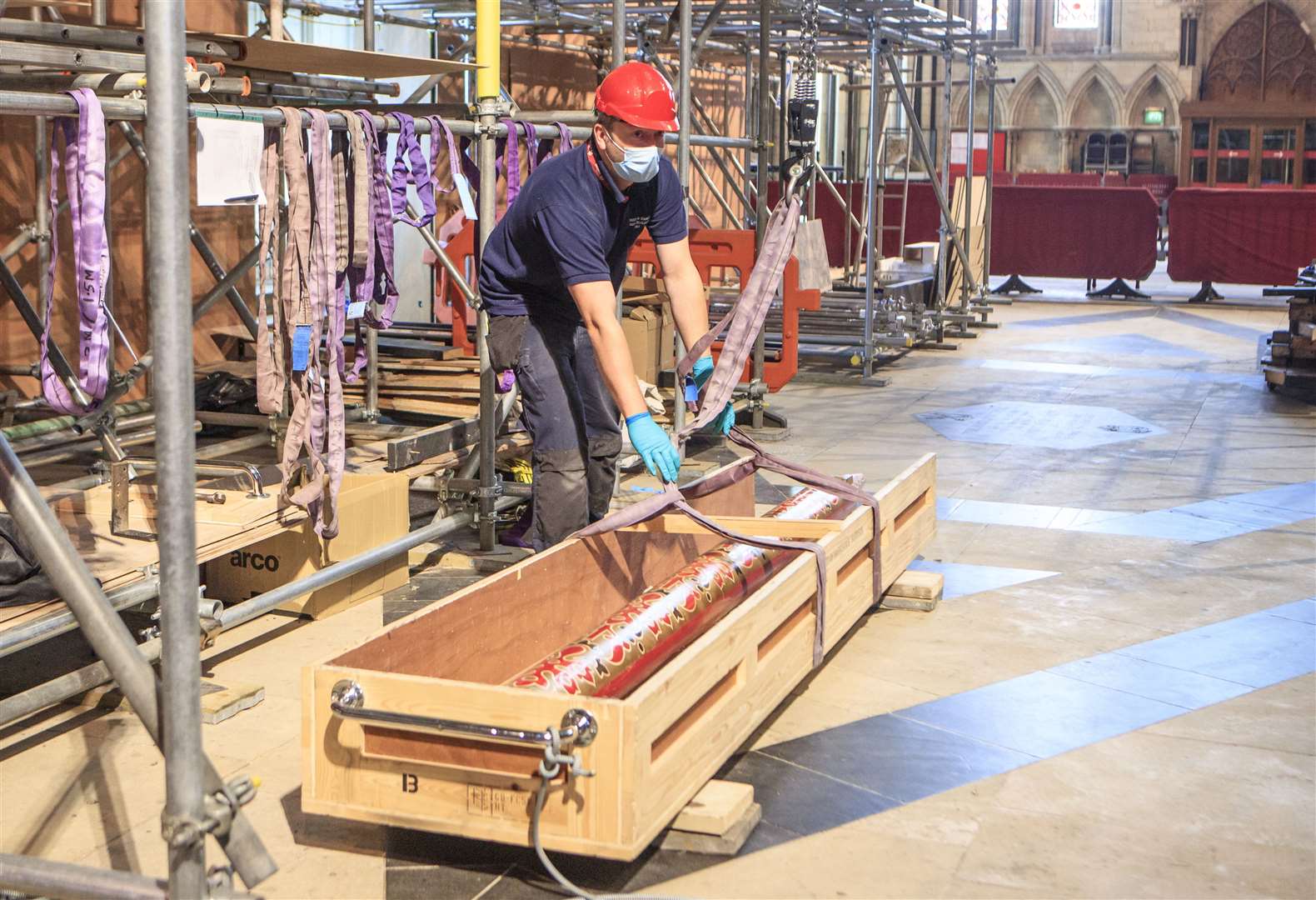 An organ specialist from Harrison and Harrison begins working on the final phase of the restoration of the Grand Organ at York Minster (Danny Lawson/PA)