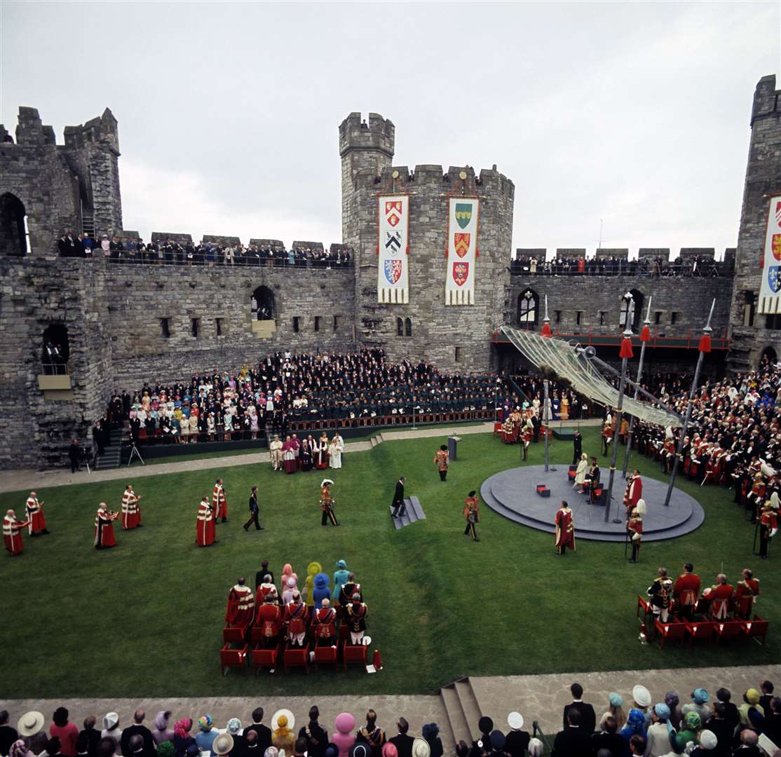 The scene at Caernarfon Castle for the investiture of the Prince of Wales (PA)