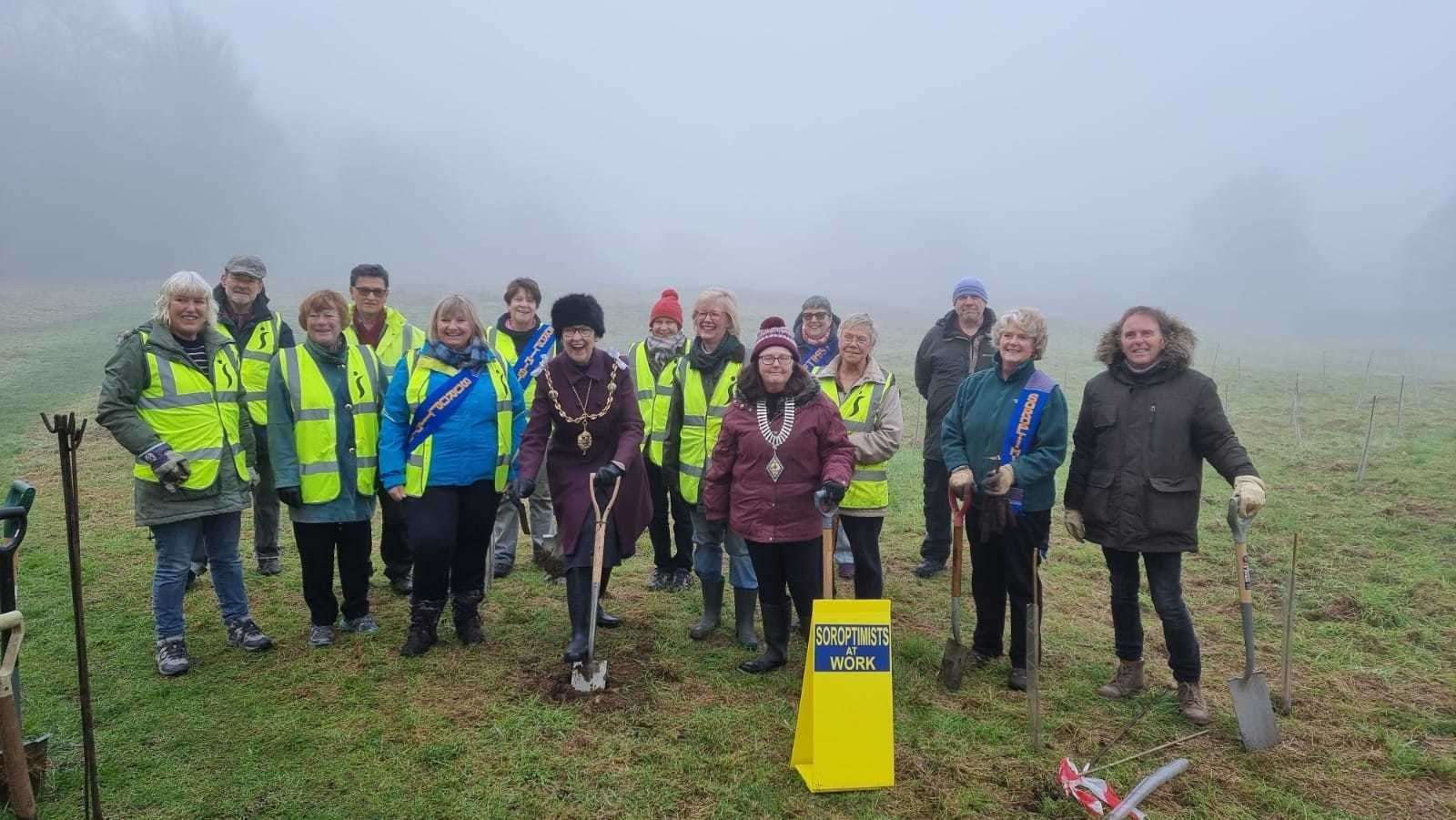 Maidstone and Medway Soroptimists Club plant trees at the Bridgemill Way Recreation area in Tovil with the help of the Mayor, Cllr Fay Gooch (54365832)