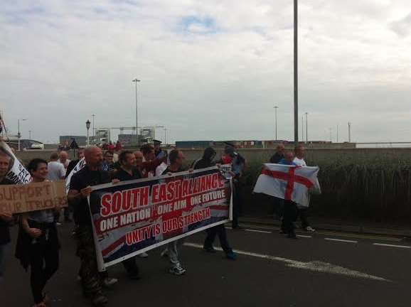 The protestors head to the Port of Dover