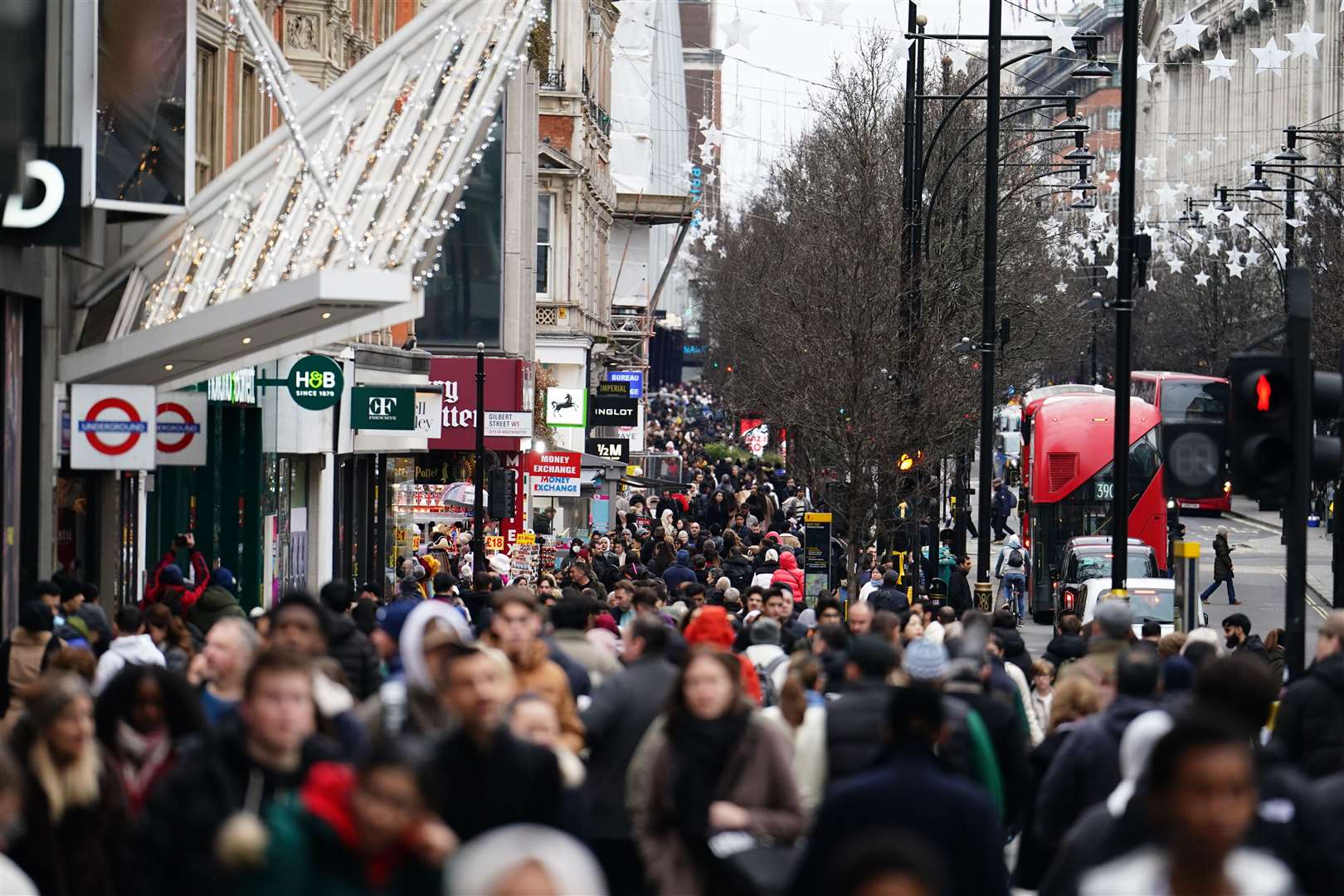 Shoppers on Oxford Street, London, during the Boxing Day sales (PA)