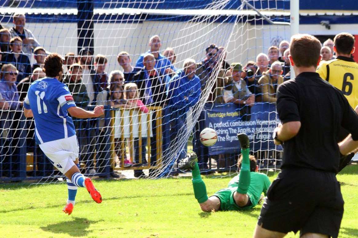 Nick Wheeler finds the net in Angels' FA Cup win over Hereford Picture: David Couldridge