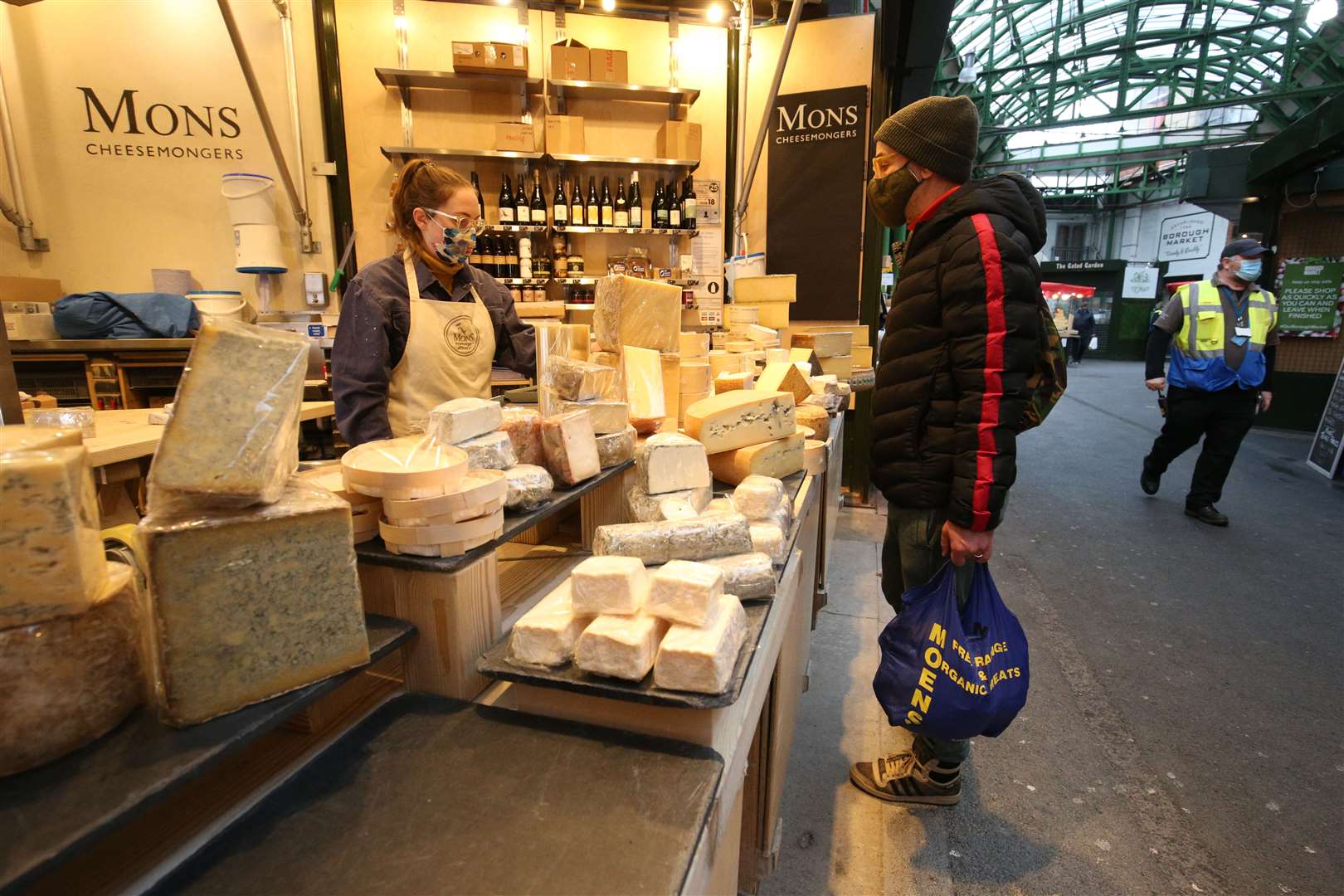 Shoppers and traders at Borough Market will continue wearing face coverings (Jonathan Brady/PA)