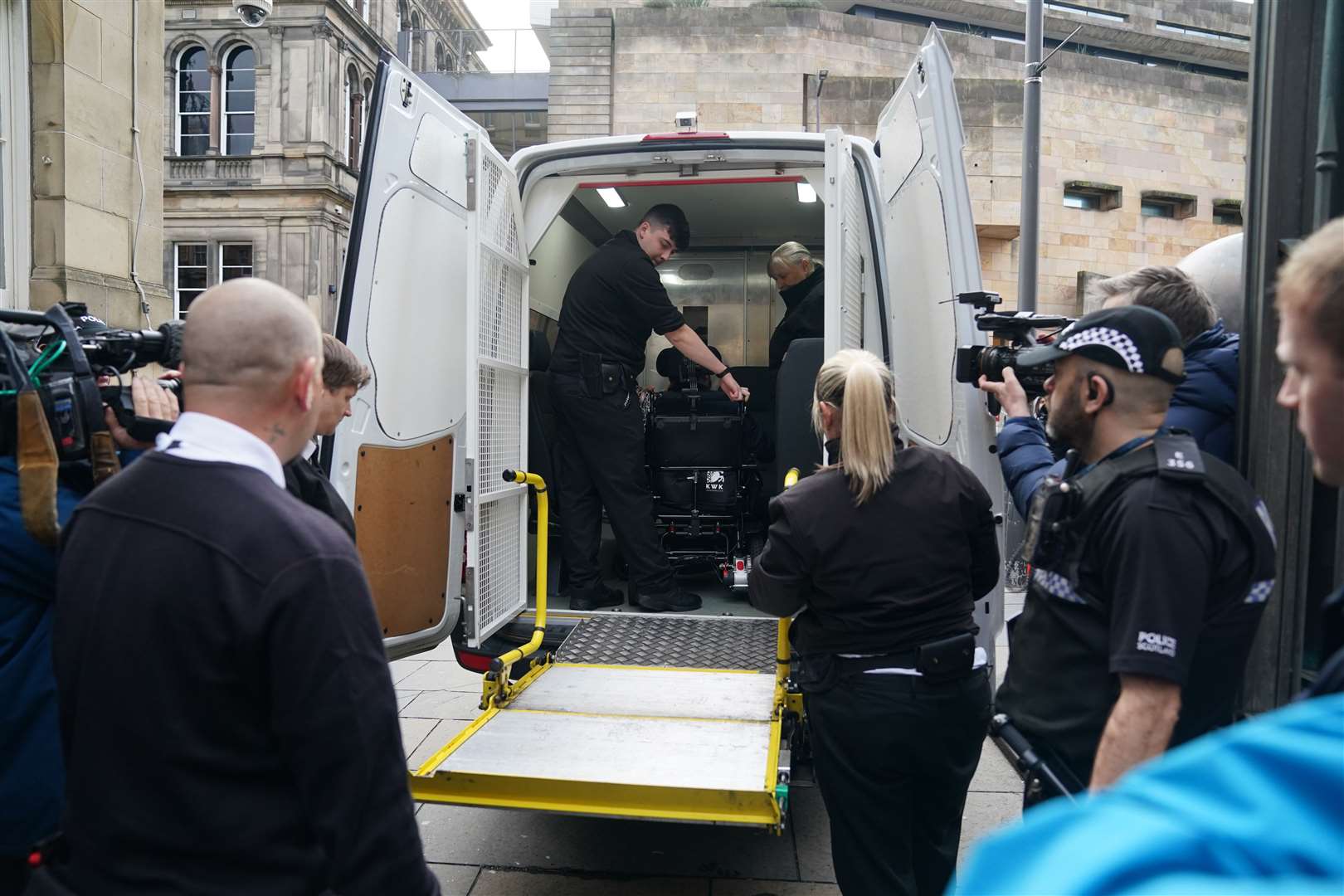 The man arrives at court in a prison van (Jane Barlow/PA)