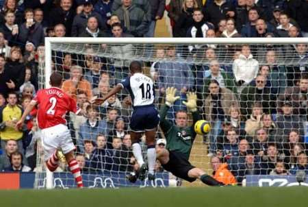 Jermain Defoe scores against Charlton in the same fixture last season. Picture: MATT WALKER