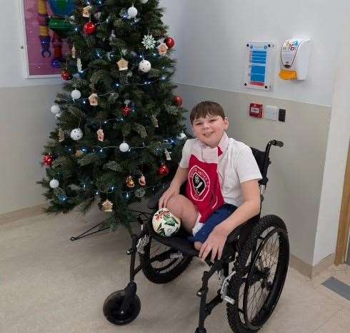 Tony Hudgell is coming home for Christmas after doctors repaired his fractured hip. Picture: @tonyhudgell.bem