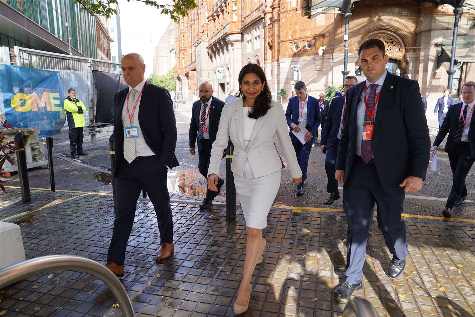 Home Secretary Suella Braverman arrives at the Conservative Party annual conference (Stefan Roussea/PA)