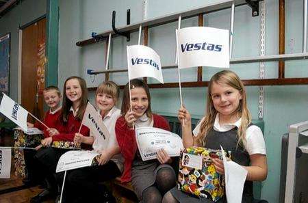 From left, Alfie Rogers (1st prize, infants), Lorna Moses (2nd prize, juniors), Chanice Bunyan (3rd prize juniors), Olivia Hayter (1st prize juniors) and Kayleigh Spindlow (3rd prize infants), of Richmond Primary School