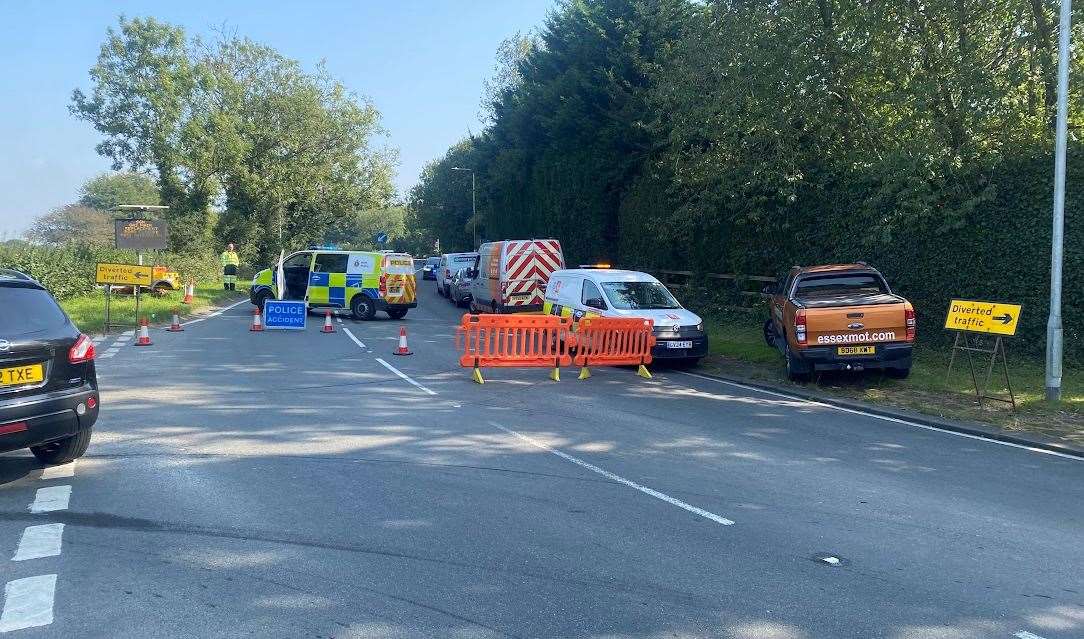 A bungalow fire following an explosion forced Canterbury Road in Charing to close