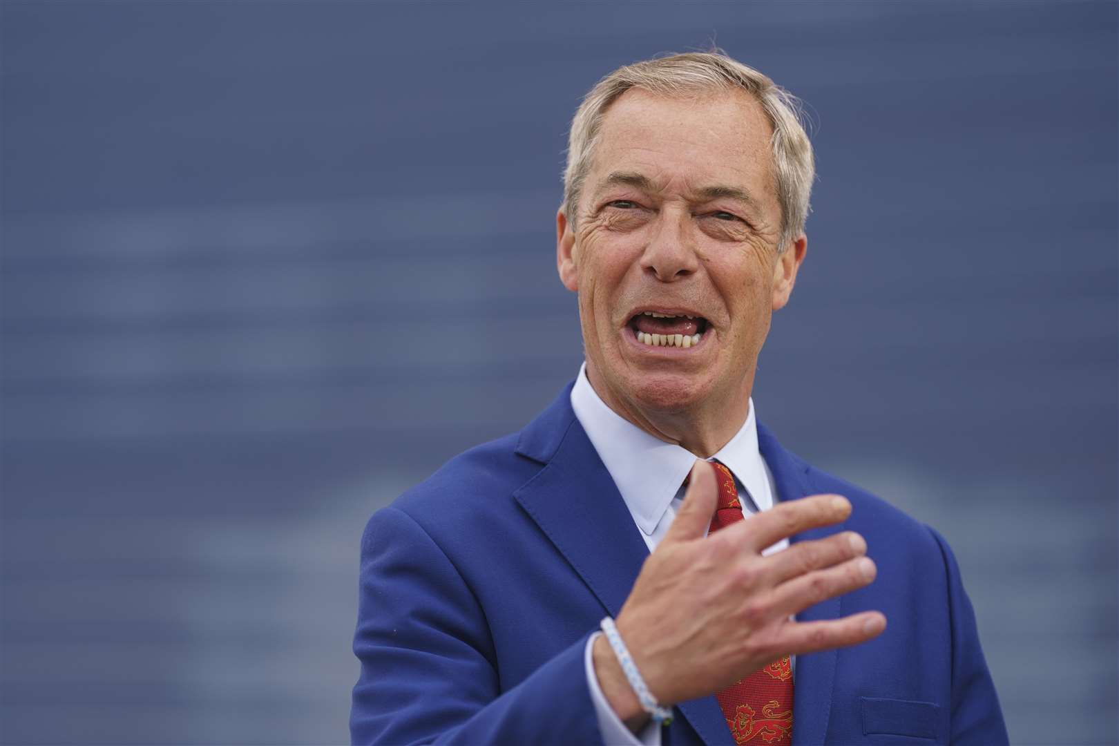 Reform UK leader Nigel Farage speaks to the media in Ashfield, Nottinghamshire (Dominic Lipinski/PA)