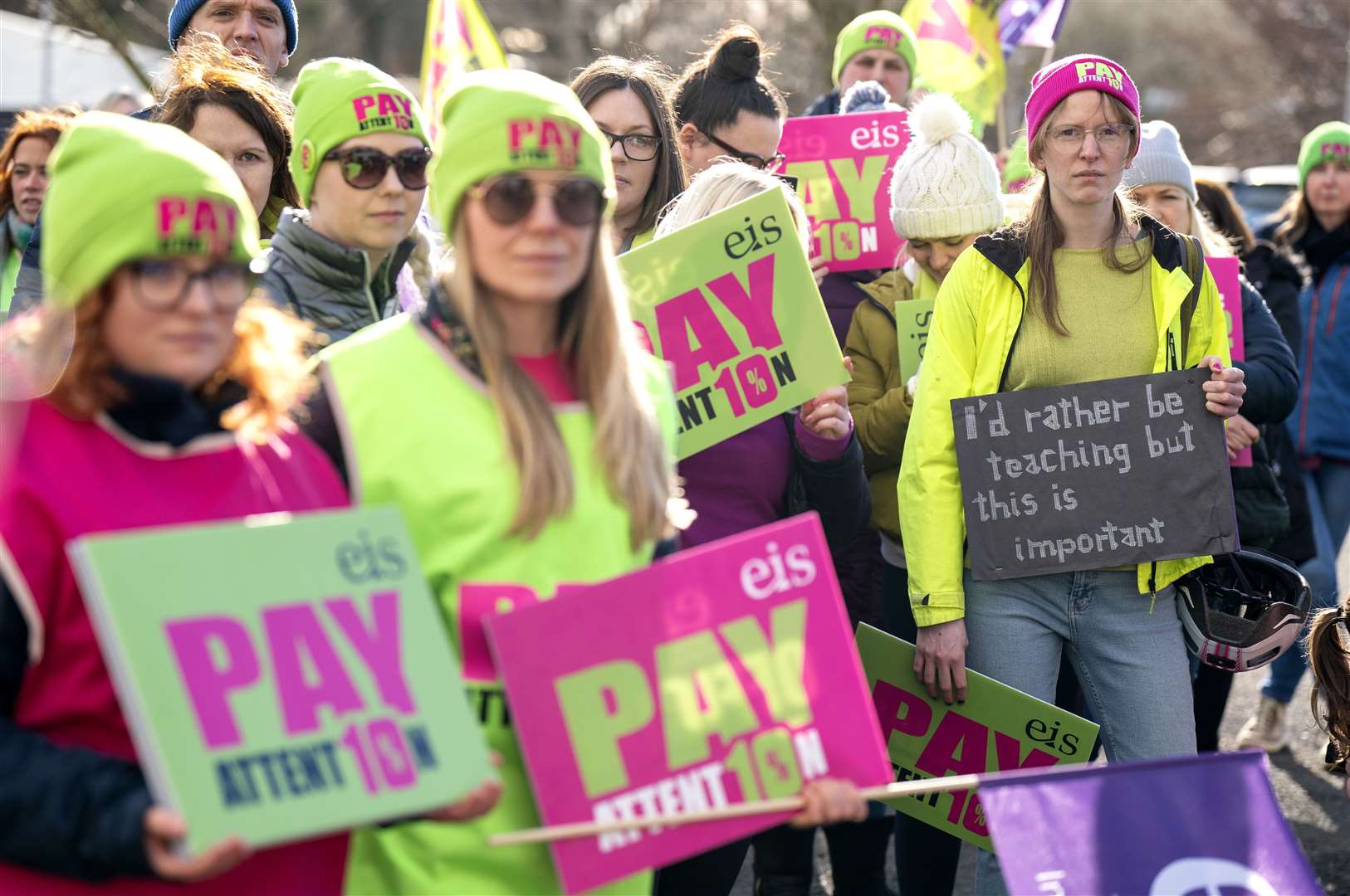 Teachers from the Educational Institute of Scotland (EIS) union take part in a rally earlier this month (Jane Barlow/PA)