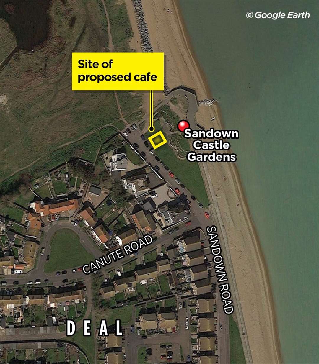 The site of the proposed cafe next to Sandown Castle Community Gardens in Deal