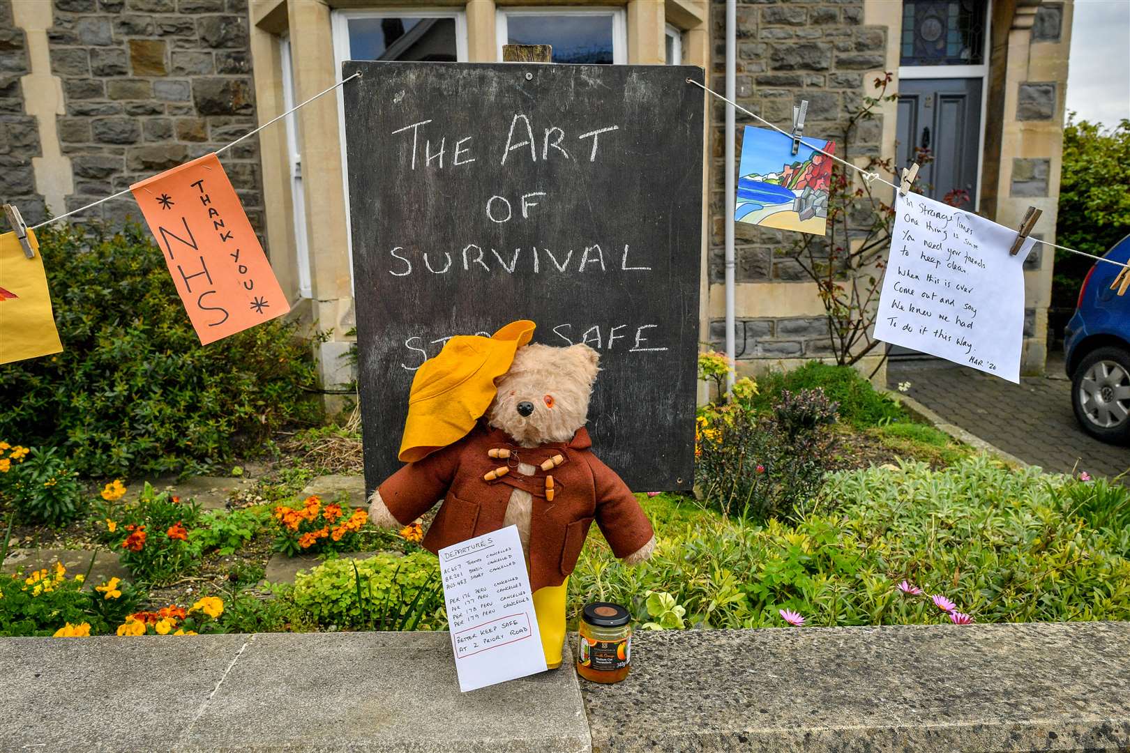 With flights grounded, this Paddington Bear has no chance of a return to Peru, so instead will brighten the days of passers-by as part of an uplifting display in Bristol (Ben Birchall/PA)