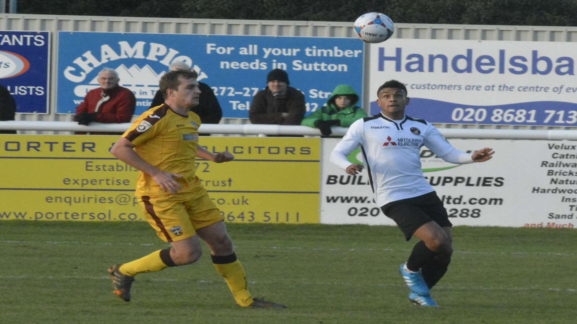 Theo Lewis on the ball for Ebbsfleet inside the Sutton box Picture: Paul Jarvis