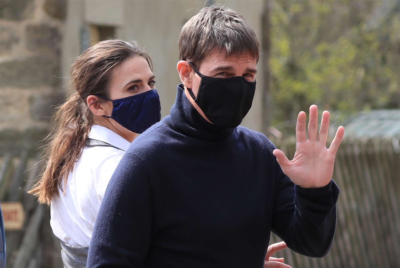 Actor Tom Cruise waves to onlookers in Levisham (Danny Lawson/PA)