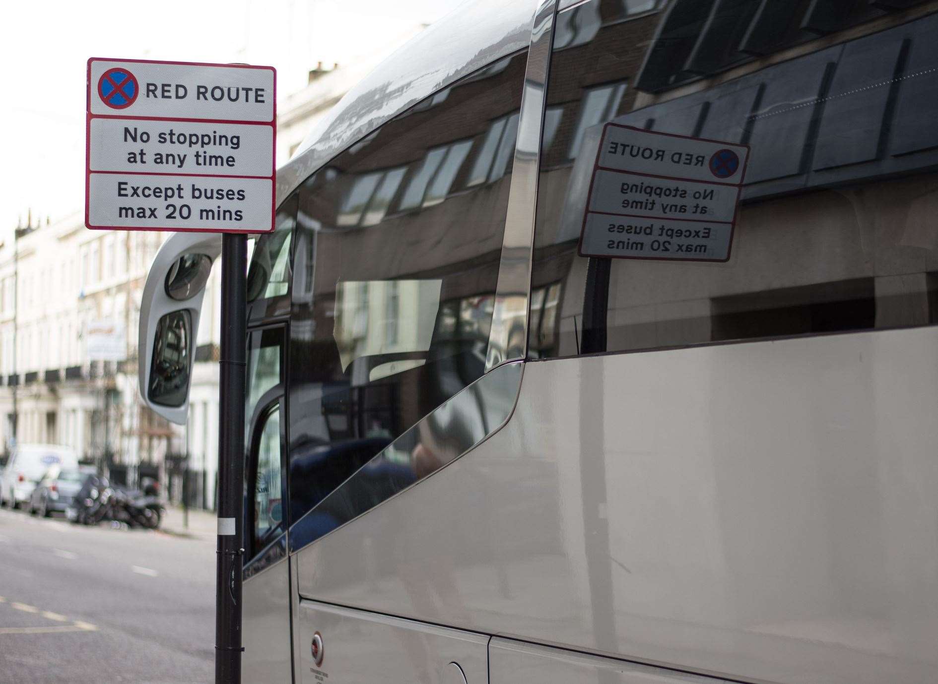 A red route in London, where drivers can be fined for stopping or parking. Picture: iStock