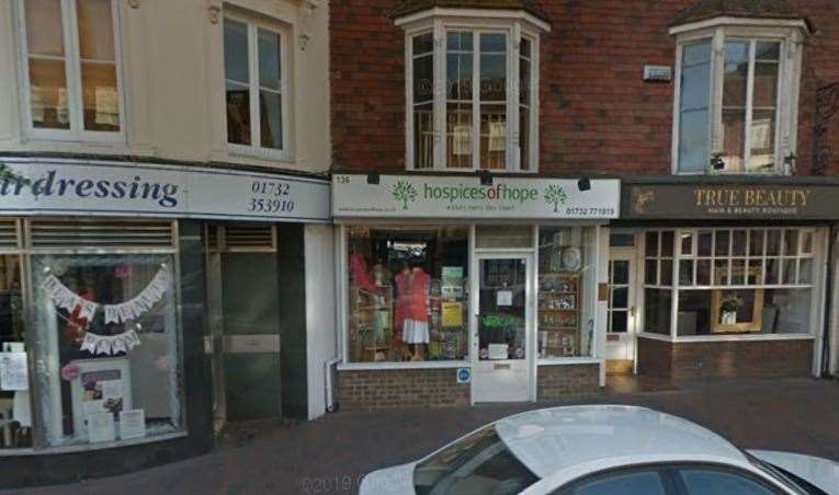 The Hospices of Hope shop in Tonbridge High Street was targeted at the end of last month. Picture: Google street view