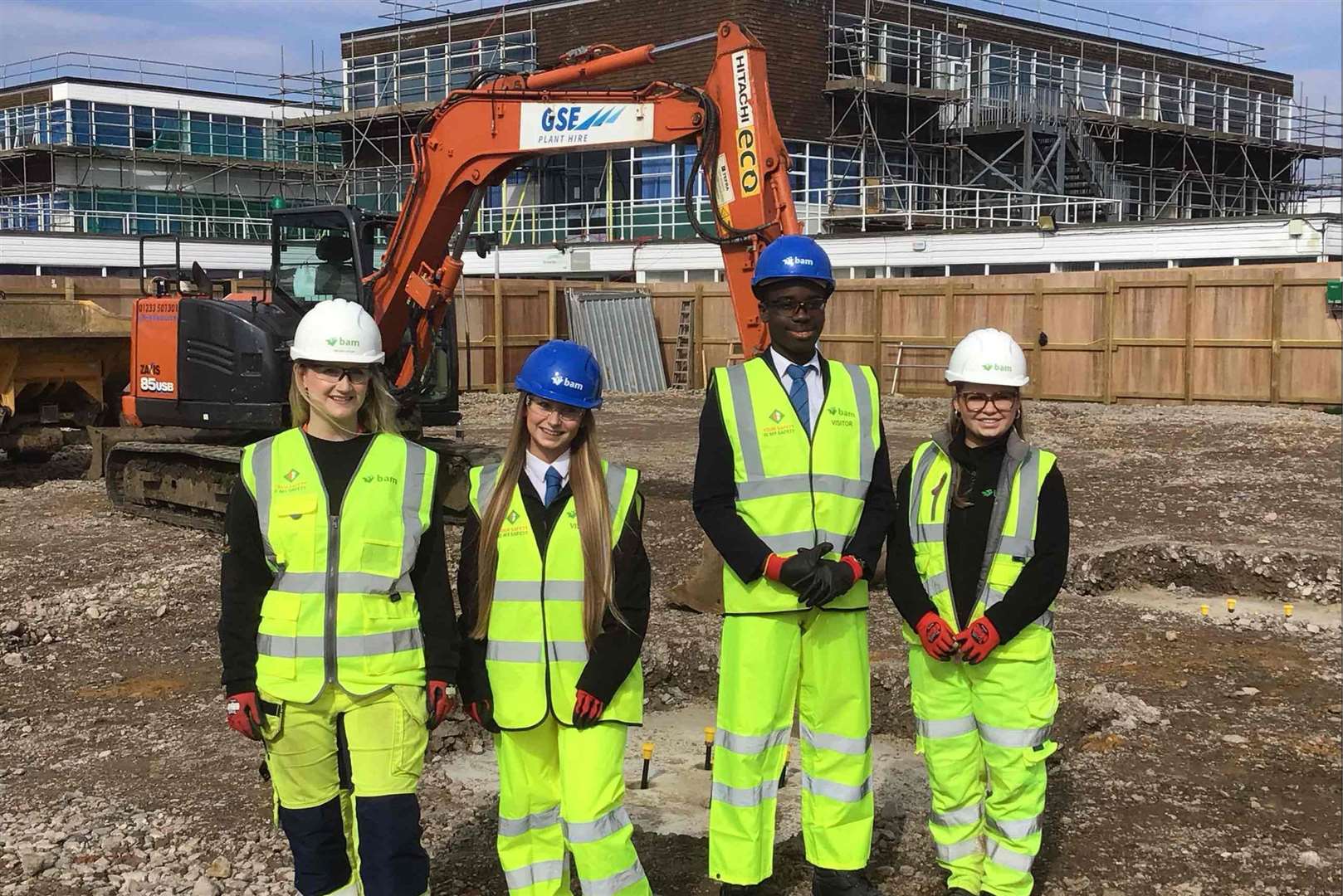BAM apprentices and school students get a tour of the building site. Picture: BAM