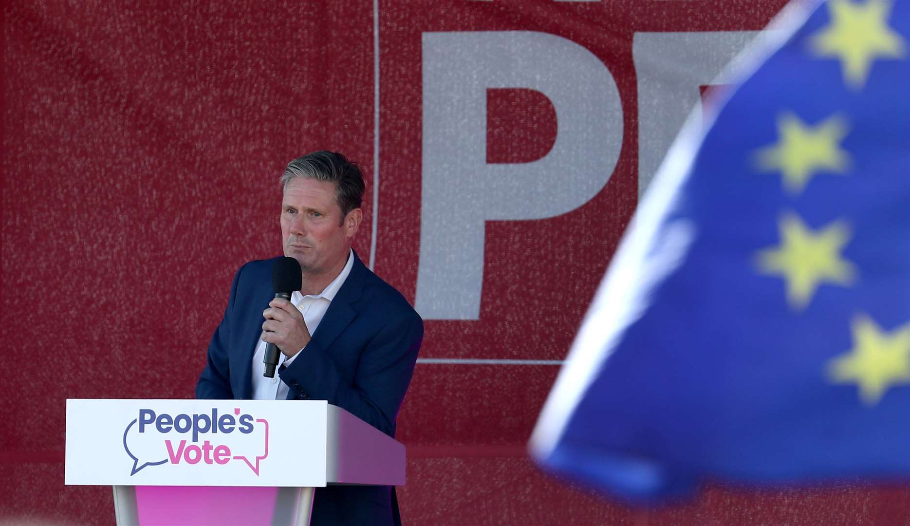 Sir Keir Starmer speaks at the anti-Brexit ‘Trust the People’ march and rally held by the People’s Vote campaign during the Labour Party Conference in Brighton in 2019 (Gareth Fuller/PA Wire)