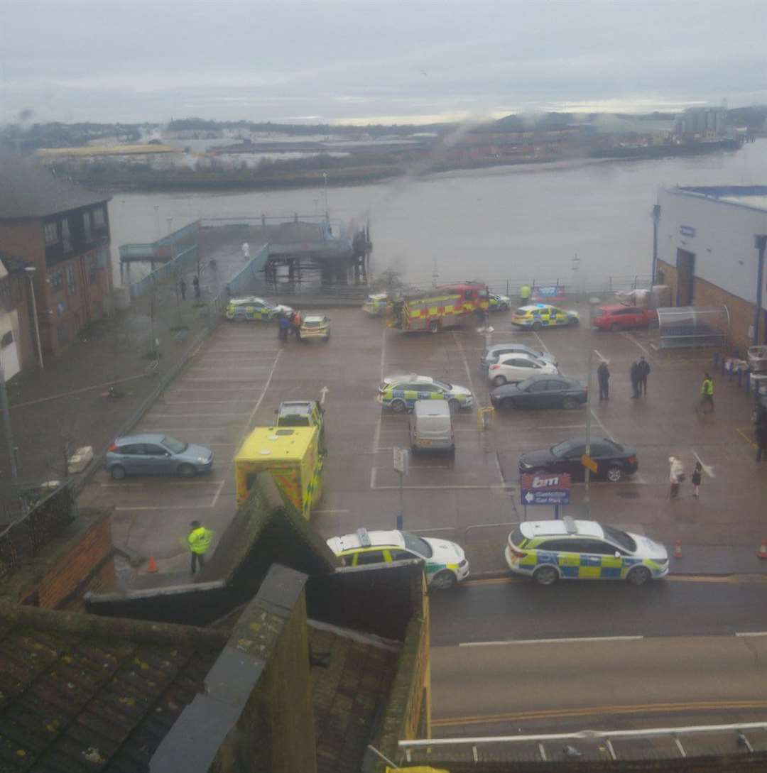 Police, firefighters and ambulances descended on the B&M Bargains car park in Chatham