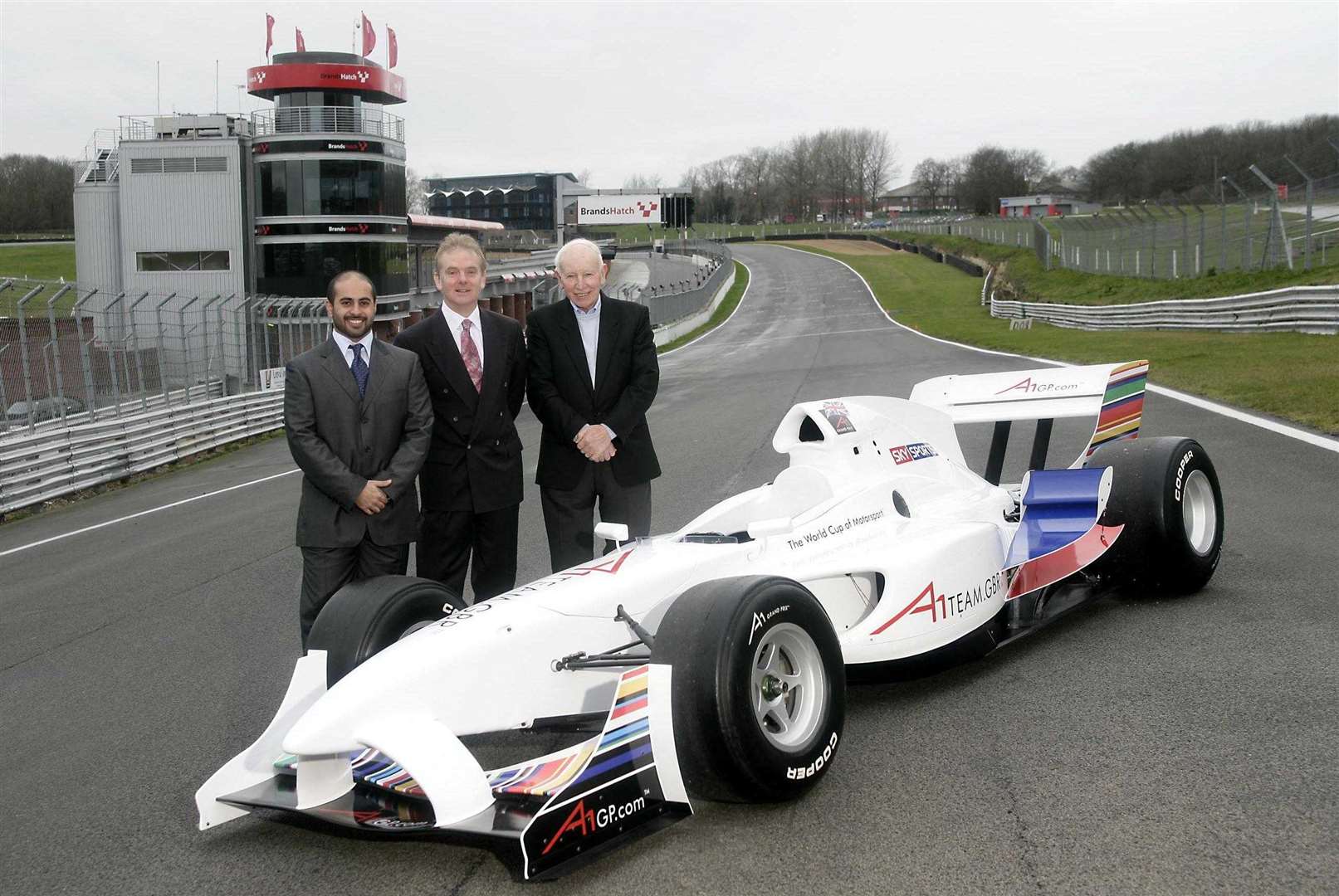 Sheikh Maktoum, MSV chief executive Jonathan Palmer and Team GB boss John Surtees at Brands in January 2005; Sheikh Maktoum sold his shares in the series in 2006