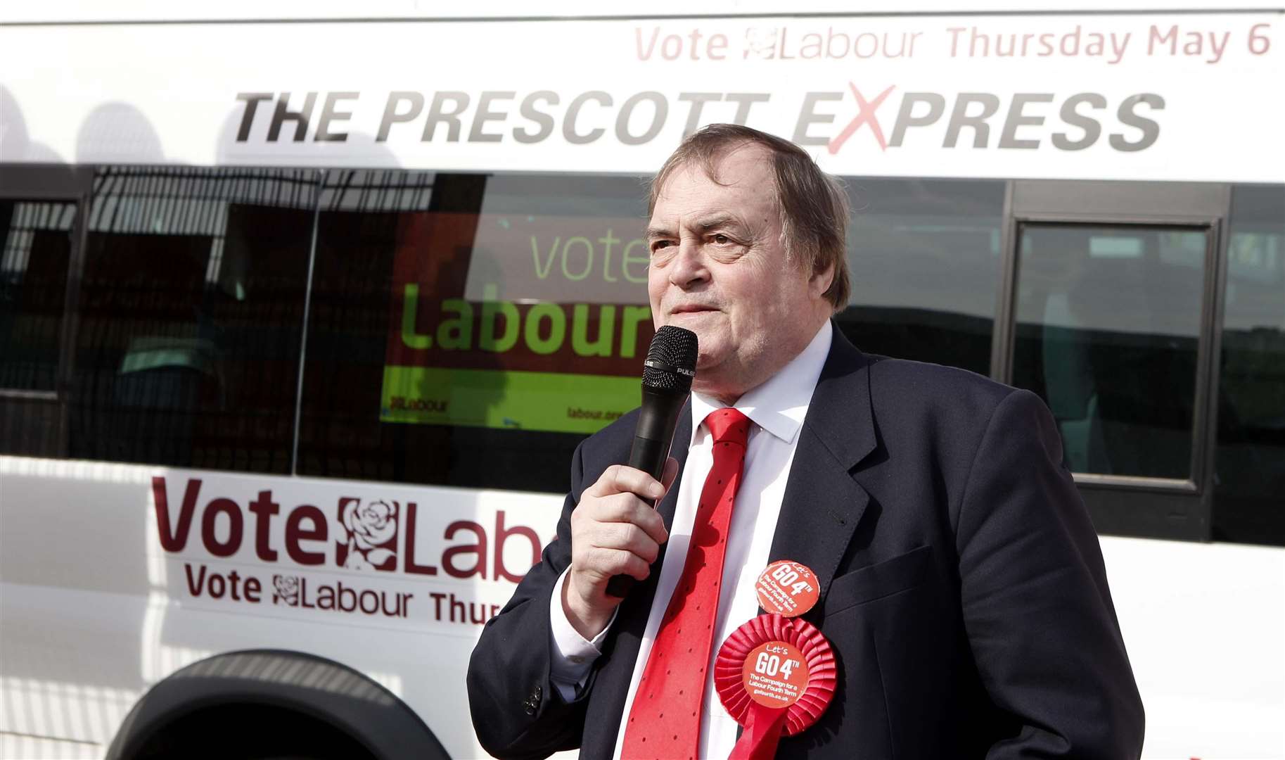 John Prescott with the Prescott Express on the 2010 campaign trail (Peter Byrne/PA)