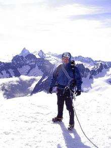 Mo Morris, pictured on an adventurous training qualification course in the Swiss Alps two years ago, who has retired from the Kent Army Cadet Force