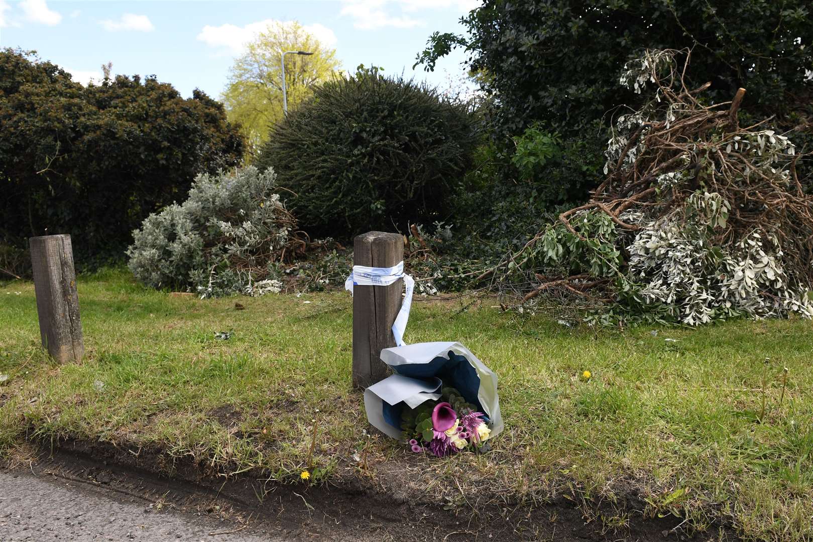 Flowers left at Little Heath where Maria Jane Rawlings was found dead (PA)