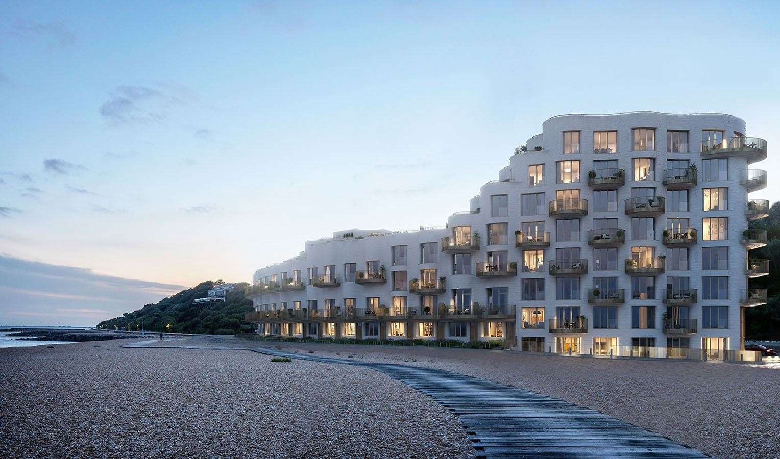 The exclusive Shoreline Crescent development on Folkestone beach. Picture: Shoreline Crescent