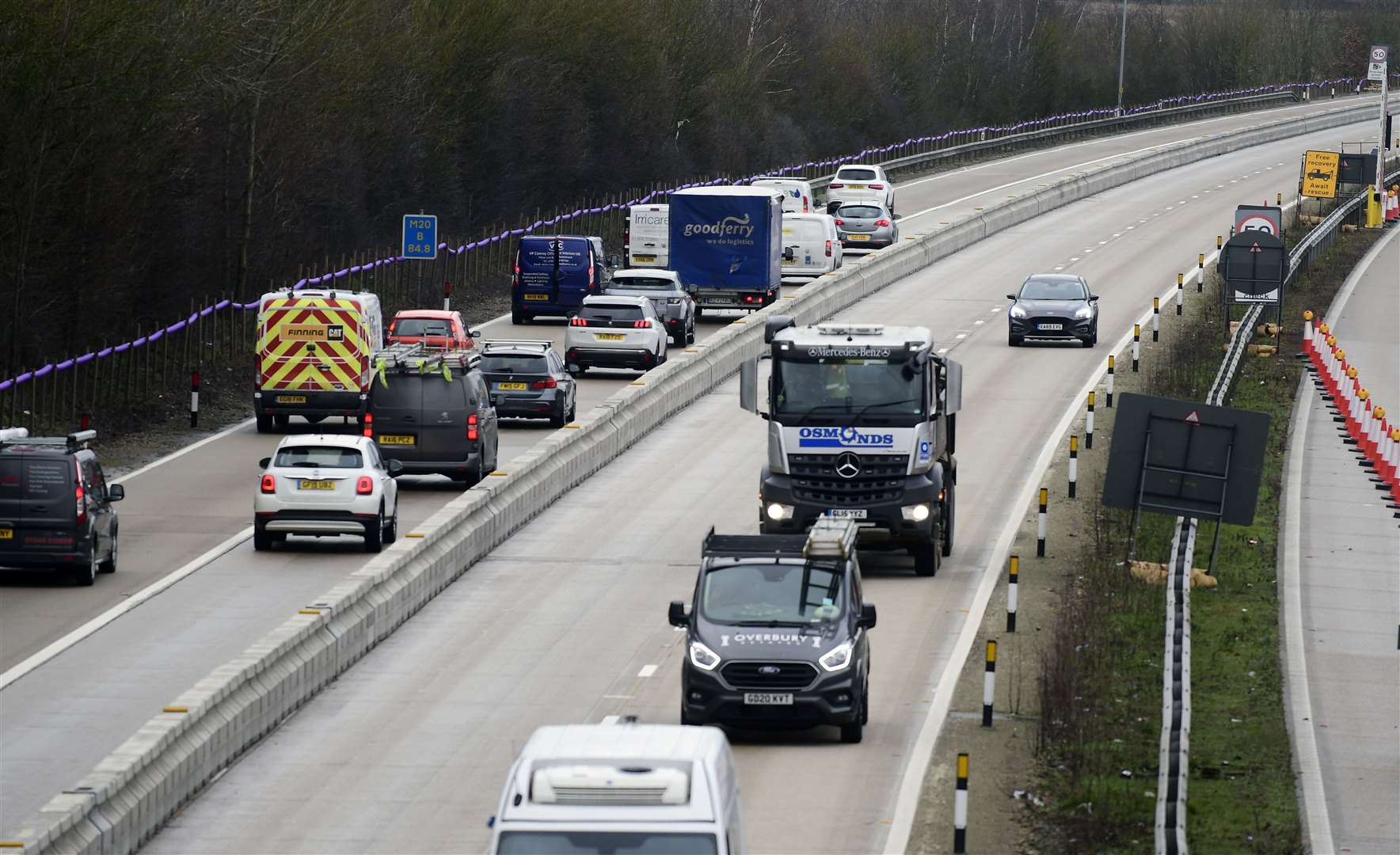 When needed, the barrier is shifted to the middle of the London-bound carriageway, creating a contraflow system. Picture: Barry Goodwin